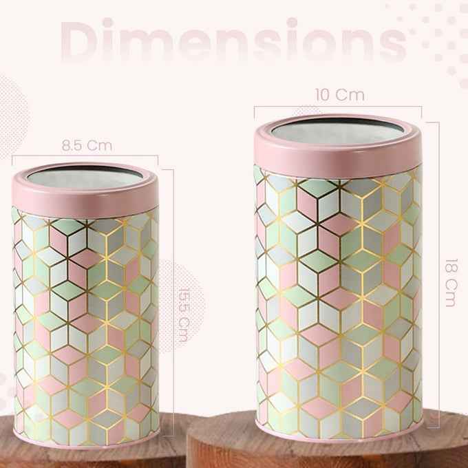 `Moroccan Pink Pastel 850ml & 1450ml Airtight Lid Jars Set of 4 (2M+2XL) Size - Jarsome