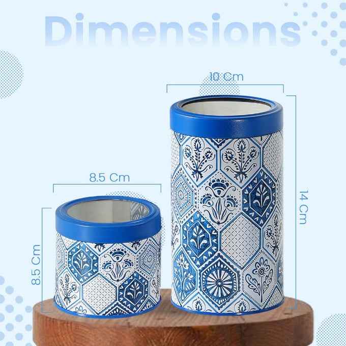 Moroccan Blue Pastel 450ml & 1150ml Airtight Lid Jars Set of 4 (2S+2L) Size - Jarsome