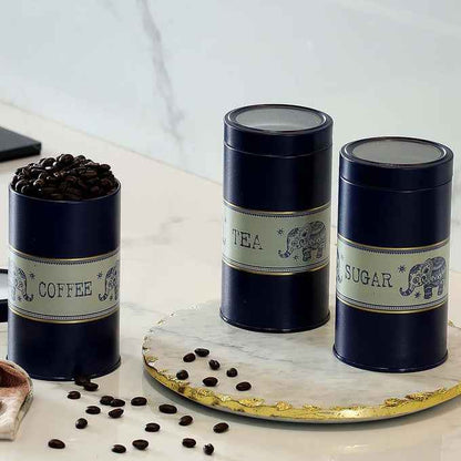 Mandala Blue Elephant 850ml Food Grade Metal Jars Set of 3 M Size