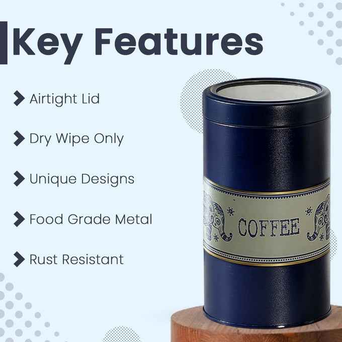 Mandala Blue Elephant 850ml Food Grade Metal Jars Set of 3 M Size