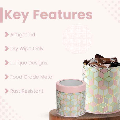 `Moroccan Pink Pastel 450ml & 1150ml Airtight Lid Jars Set of 4 (2S+2L)  Size - Jarsome