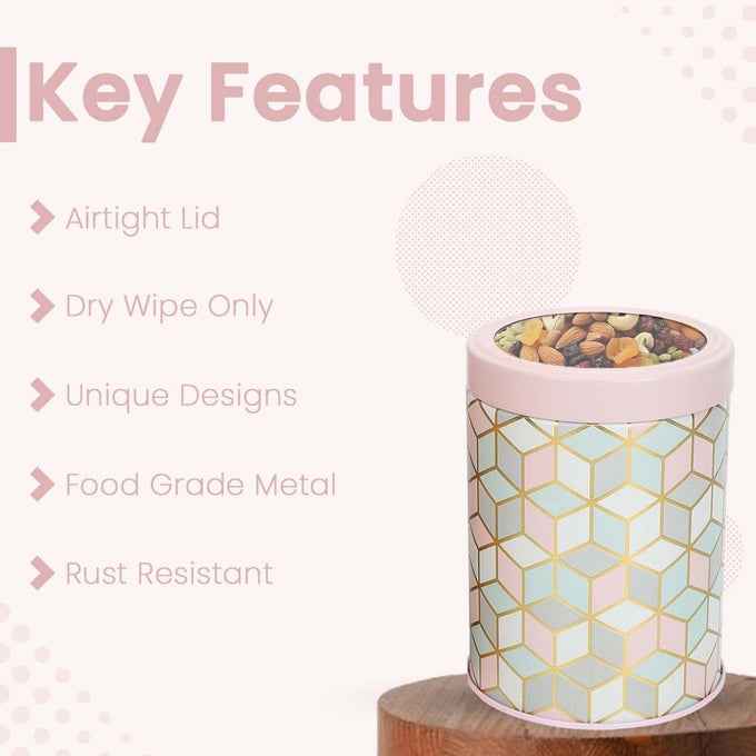 `Moroccan Pink Pastel 1150ml Airtight Lid Jars Set of 2 L Size - Jarsome