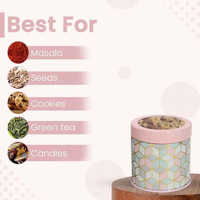 Moroccan Pink Pastel Container Airtight Lid Jars  - Jarsome