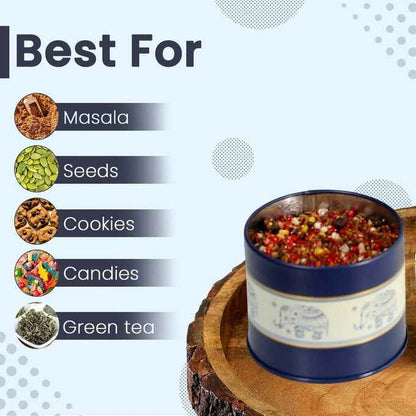 Mandala Blue Elephant 450ml Food Grade Metal Jars Set of 2 S Size