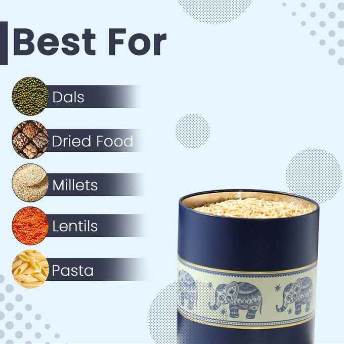 Mandala Blue Elephant 1150ml Food Grade Metal Jars Set of 4 L Size