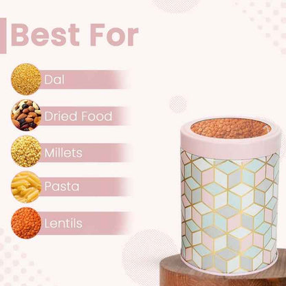 `Moroccan Pink Pastel 1150ml Airtight Lid Jars Set of 2 L Size - Jarsome