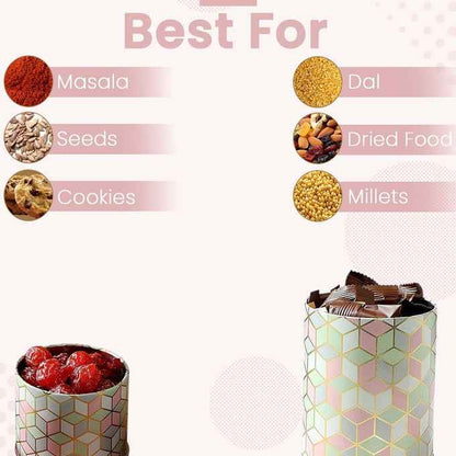 `Moroccan Pink Pastel 450ml & 1150ml Airtight Lid Jars Set of 4 (2S+2L)  Size - Jarsome