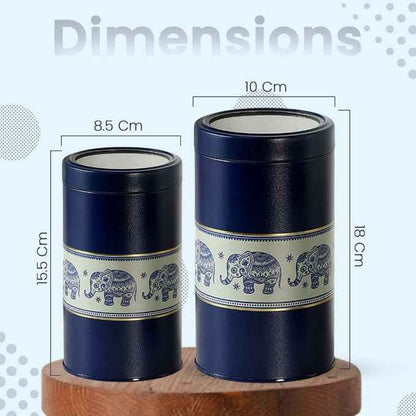 Mandala Blue Elephant 850ml & 1450ml Food Grade Metal Jars Set of 4 (2M+2XL)  Size