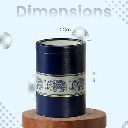 Mandala Blue Elephant 1150ml Food Grade Metal Jars Set of 4 L Size