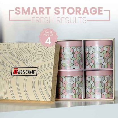 `Moroccan Pink Pastel 450ml Airtight Lid Jars Set of 4 S Size - Jarsome