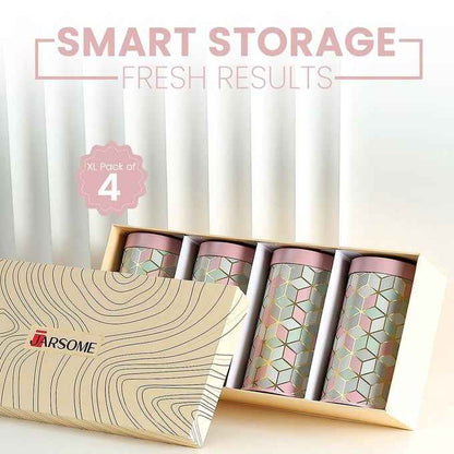 `Moroccan Pink Pastel 1450ml Airtight Lid Jars Set of 4 X-L Size - Jarsome