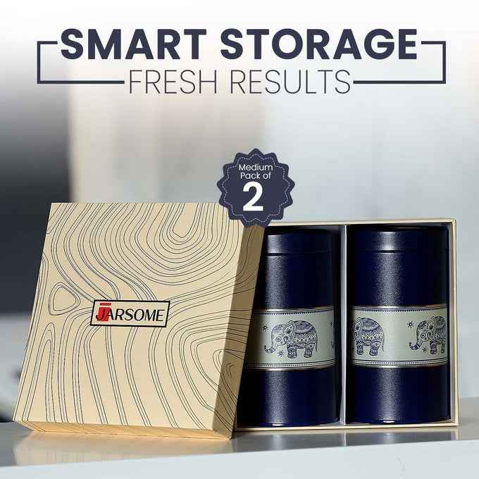 Mandala Blue Elephant 850ml Food Grade Metal Jars Set of 2 M  Size