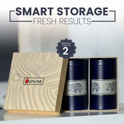 Mandala Blue Elephant 850ml Food Grade Metal Jars Set of 2 M  Size