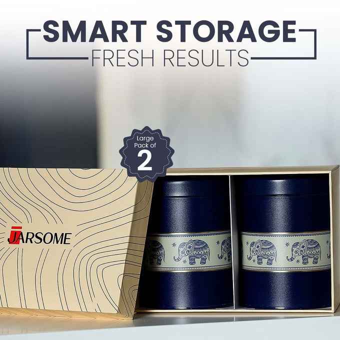 Mandala Blue Elephant 1150ml Food Grade Metal Jars Set of 2 L Size