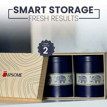 Mandala Blue Elephant 1150ml Food Grade Metal Jars Set of 2 L Size