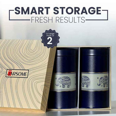 Mandala Blue Elephant 1450ml Food Grade Metal Jars Set of 2 X-L Size