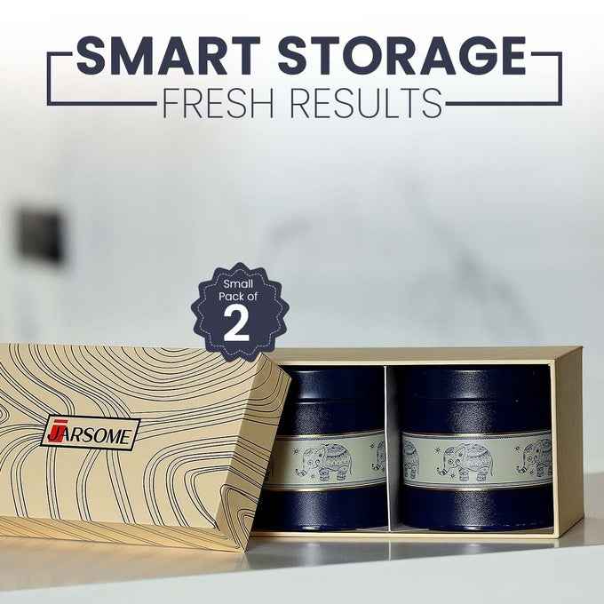 Mandala Blue Elephant 450ml Food Grade Metal Jars Set of 2 S Size