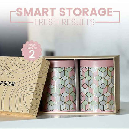 `Moroccan Pink Pastel 1150ml Airtight Lid Jars Set of 2 L Size - Jarsome