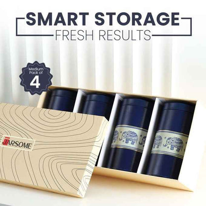 Mandala Blue Elephant 850ml Food Grade Metal Jars Set of 4 M Size