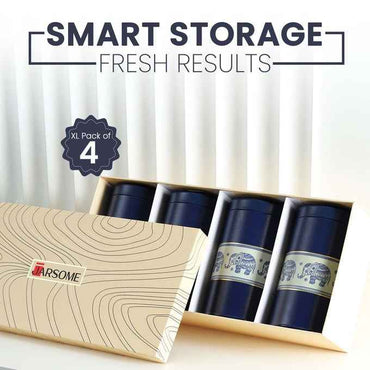 Mandala Blue Elephant 1450ml Food Grade Metal Jars Set of 4 X-L Size