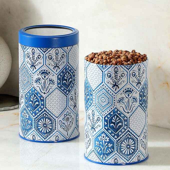 Moroccan Blue Pastel 1450ml Airtight Lid Jars Set of 2 X-L Size - Jarsome