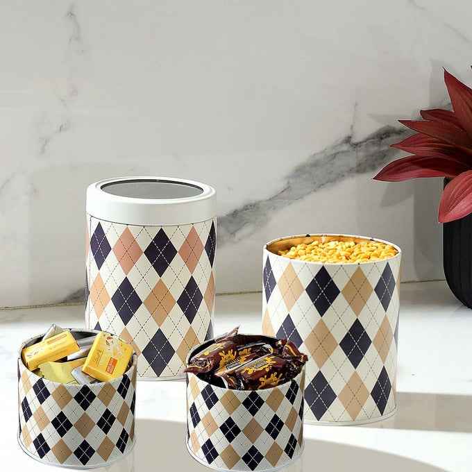 Brit Scottish Beige 450ml & 1150ml Airtight Food Storage Container Set of 4 - 2S+2L Size - Jarsome