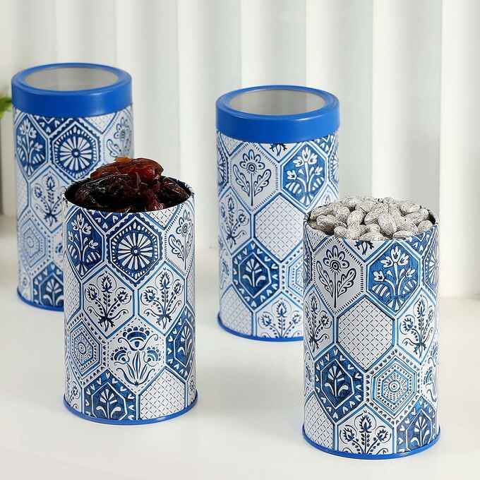 Moroccan Blue Pastel 1150ml Airtight Lid Jars Set of 4 L Size - Jarsome