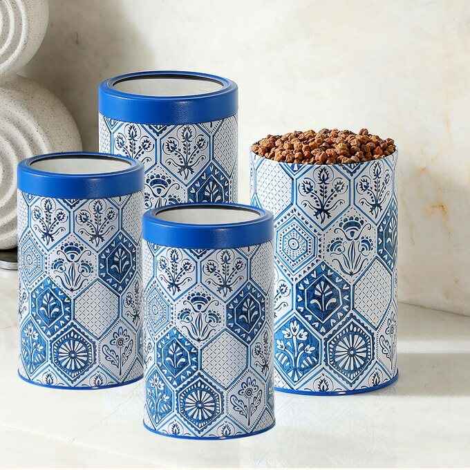 Moroccan Blue Pastel Airtight Lid Jars