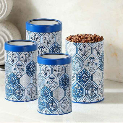Moroccan Blue Pastel Airtight Lid Jars
