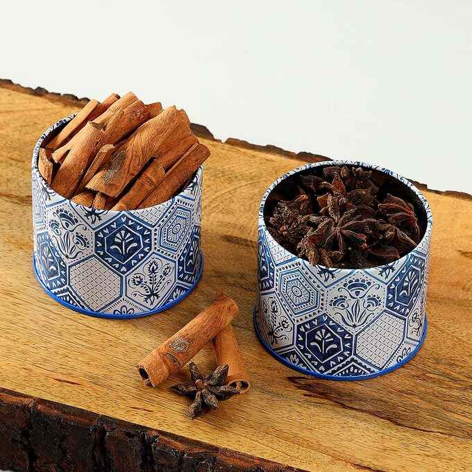 Moroccan Blue Pastel 450ml Airtight Lid Jars Set of 2 S Size - Jarsome