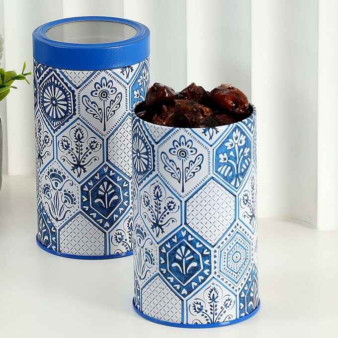 Moroccan Blue Pastel 1150ml Airtight Lid Jars Set of 2 L Size - Jarsome