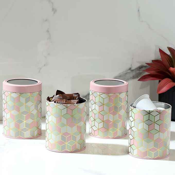 `Moroccan Pink Pastel 1150ml Airtight Lid Jars Set of 4 L  Size - Jarsome