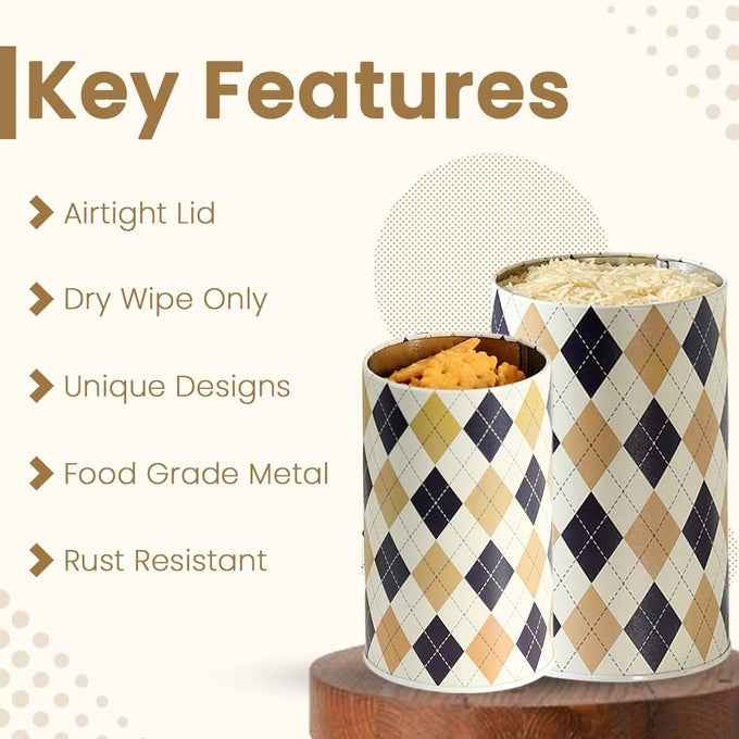 Brit Scottish Beige 850ml & 1150ml Airtight Food Storage Container Set of 4 - 2M+2X Size - Jarsome