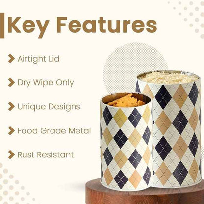 Brit Scottish Beige 850ml & 1150ml Airtight Food Storage Container Set of 4 - 2M+2X Size - Jarsome