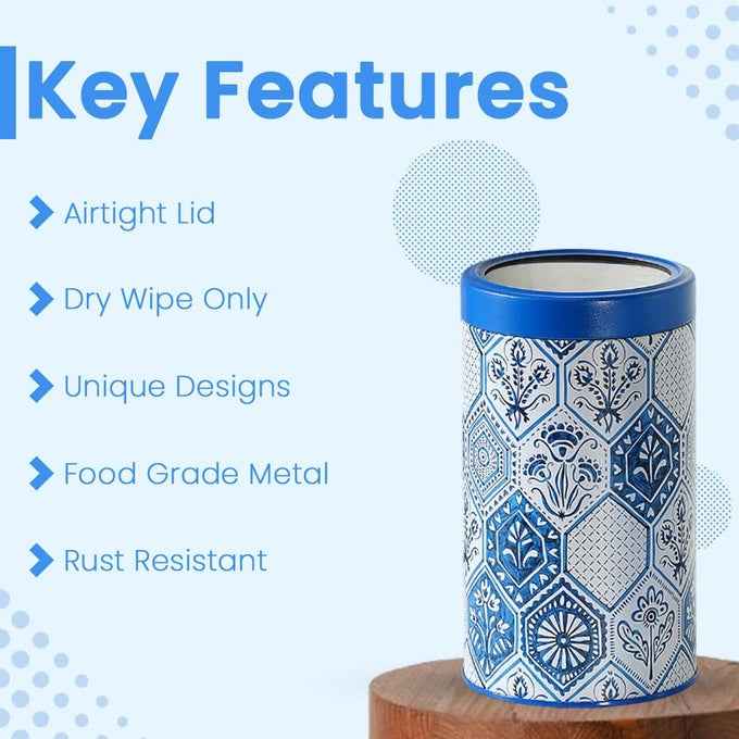 Moroccan Blue Pastel 1150ml Airtight Lid Jars Set of 4 L Size - Jarsome