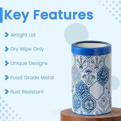 Moroccan Blue Pastel Airtight Lid Jars