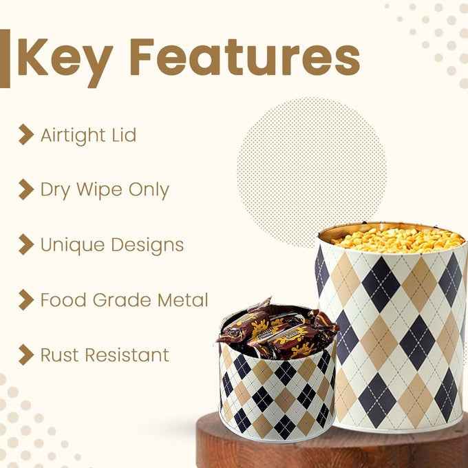 Brit Scottish Beige 450ml & 1150ml Airtight Food Storage Container Set of 4 - 2S+2L Size - Jarsome