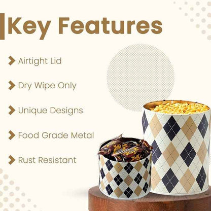 Brit Scottish Beige 450ml & 1150ml Airtight Food Storage Container Set of 4 - 2S+2L Size - Jarsome