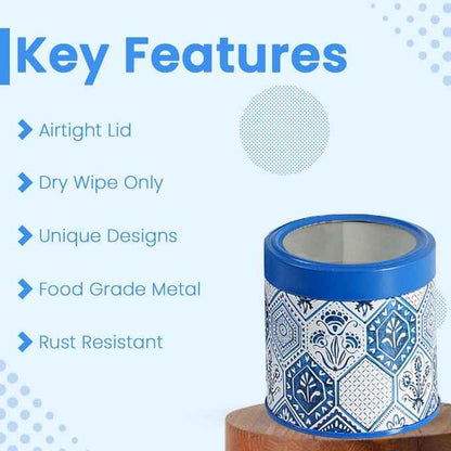 Moroccan Blue Pastel 450ml Airtight Lid Jars Set of 2 S Size - Jarsome