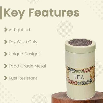 Mandala Beige Rangoli 850ml Food Grade Metal Jars Each Set of 3 M Size - Jarsome