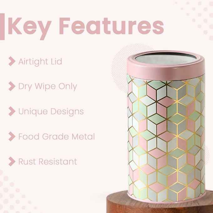 `Moroccan Pink Pastel 850ml Airtight Lid Jars Set of 2 M Size - Jarsome