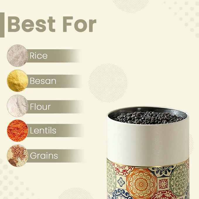 Mandala Beige Rangoli 1400ml Food Grade Metal Jars  Set of 4 X-L Size - Jarsome