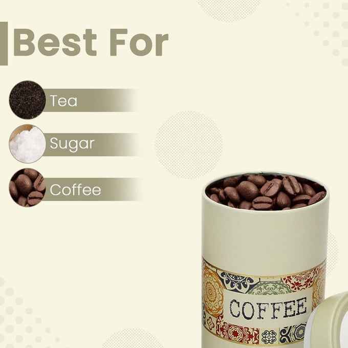 Mandala Beige Rangoli 850ml Food Grade Metal Jars Each Set of 3 M Size - Jarsome