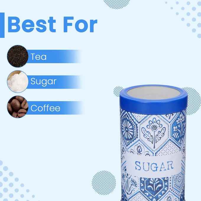 Moroccan Blue Pastel  850ml Airtight Lid Jars Set of 3 M Size - Jarsome