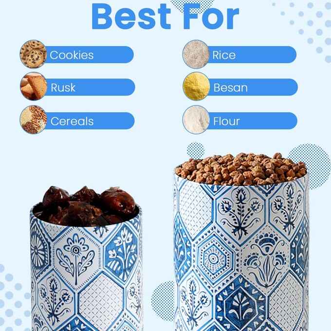 Moroccan Blue Pastel Airtight Lid Jars