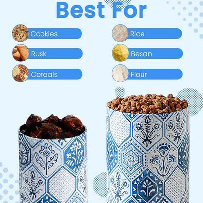 Moroccan Blue Pastel Airtight Lid Jars