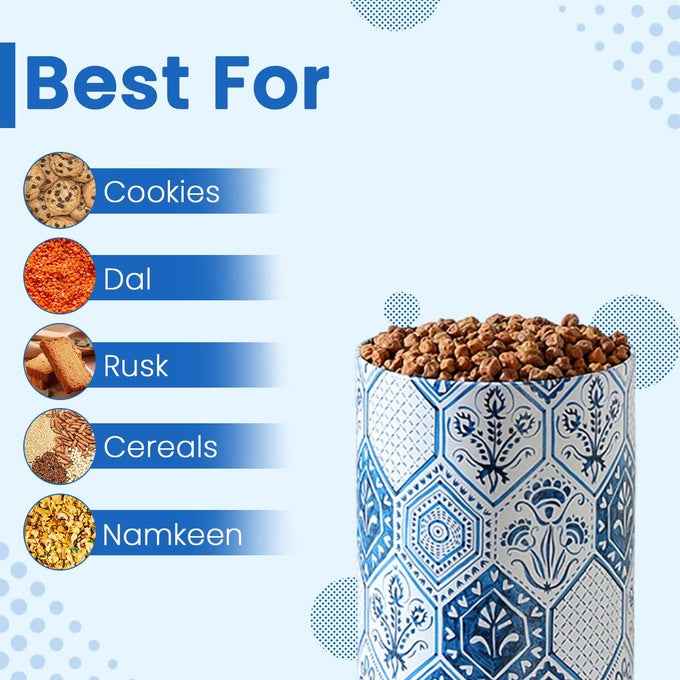 Moroccan Blue Pastel 850ml Airtight Lid Jars Set of 4 M  Size - Jarsome