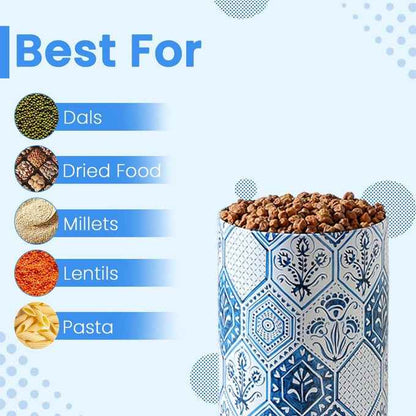 Moroccan Blue Pastel 1150ml Airtight Lid Jars Set of 4 L Size - Jarsome