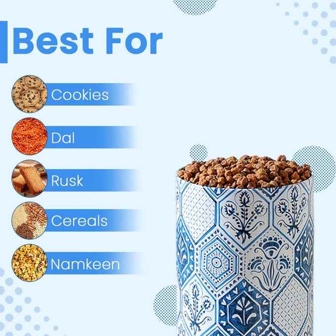 Moroccan Blue Pastel 850ml Airtight Lid Jars Set of 2 M Size - Jarsome