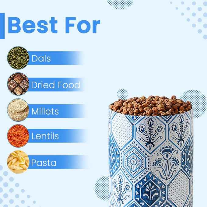 Moroccan Blue Pastel 1150ml Airtight Lid Jars Set of 2 L Size - Jarsome